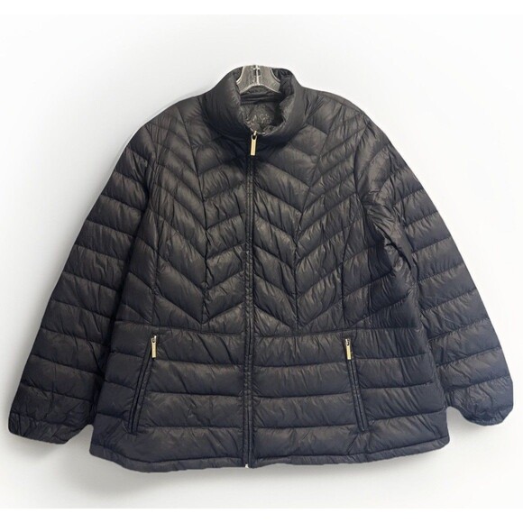 Michael Michael Kors Packable Down Fill Puffer Jacket Womens Plus Size 2X Black - Picture 1 of 9